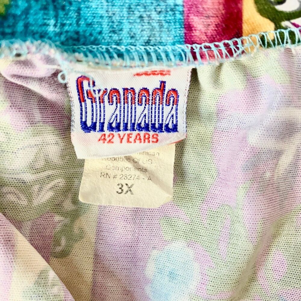 Vintage Granada House Dress 3X Turquoise Floral Muumuu Lounger Pocket Grannycore - Picture 8 of 8